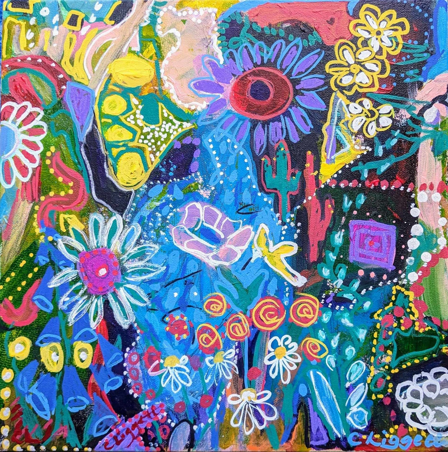 Yellow Hummingbird Floral